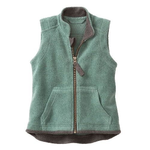 Fleece-Weste mit Stehkragen aus reiner Bio-Baumwolle,  seegras 98/104