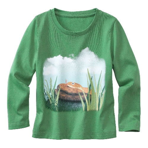 Langarmshirt „Würfelnatter“ aus reiner Bio-Baumwolle,  rosmarin 86/92