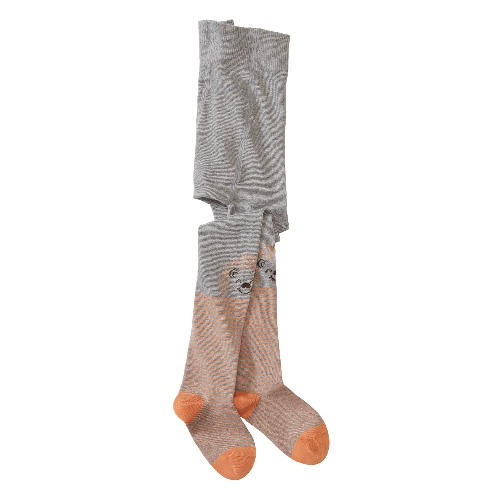 Kinderstrumpfhose Igel aus Bio-Baumwolle,  grau-melange-geringelt 128/134