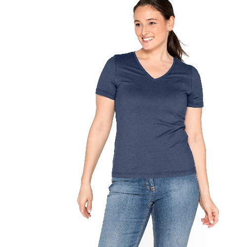 T-Shirt mit V-Ausschnitt aus reiner Bio-Baumwolle, tinte 36