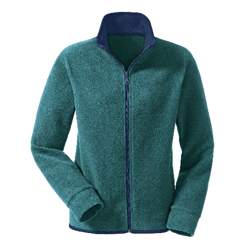 Fleecejacke aus reiner Bio-Baumwolle, petrol/nachtblau