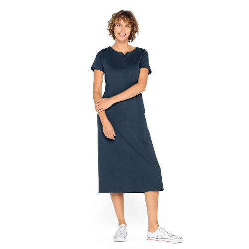 Jerseykleid lang aus reiner Bio-Baumwolle, nachtblau 36