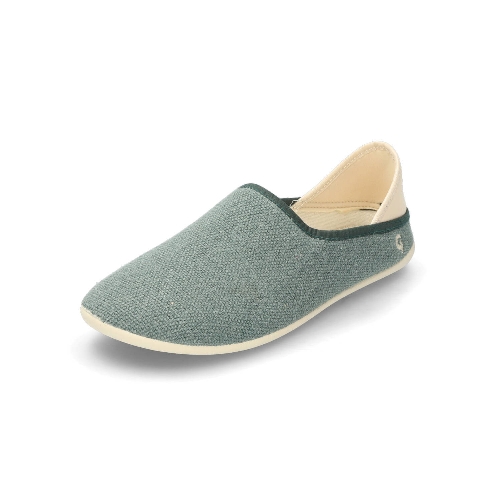 Slipper-Hausschuhe aus Leinen, taubenblau 40