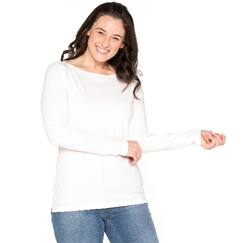 Langarmshirt aus Bio-Baumwolle,  naturweiß 44