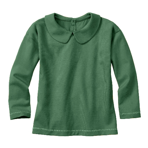 Langarmshirt mit Bubikragen aus reiner Bio-Baumwolle,  lorbeer 122/128