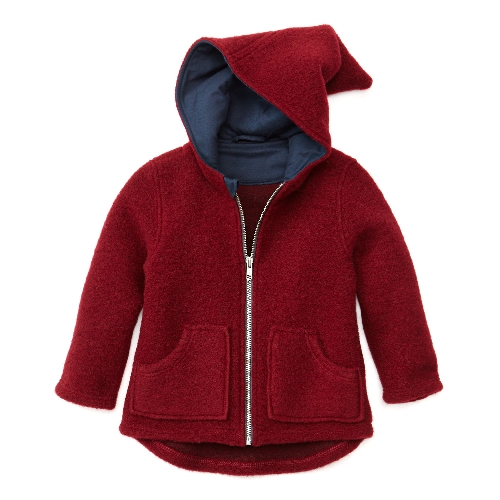 Walkjacke mit Kapuze aus Bio-Schurwolle mit Bio-Baumwolle,  erdbeere 86/92