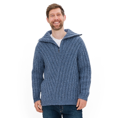 Troyer aus reiner Bio-Schurwolle,  taubenblau M