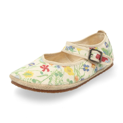 Barfußschuh aus Bio-Baumwolle, naturweiß gemustert 42